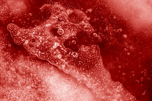 Screaming Submerged Bubble Face Creature Among Icy River (Red Shade)