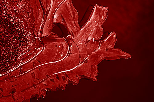 Smooth Ice Face Creature Hanging Above River Shoreline (Red Shade)