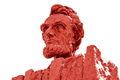 Snow Covering Presidents Statue (Red Shade Photo)