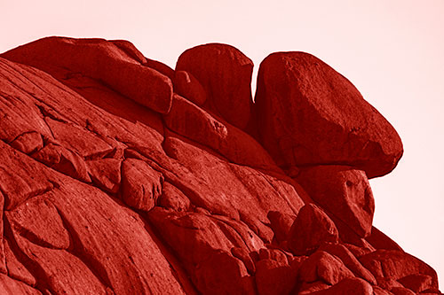 Sunlight Casting Shadows On Mountain Of Rocks (Red Shade Photo)
