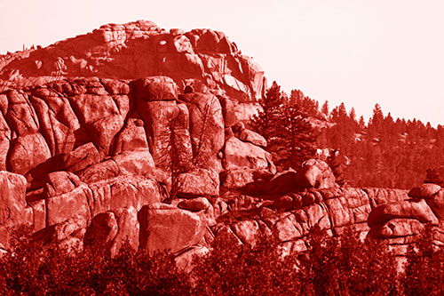 Two Towering Rock Formation Mountains (Red Shade Photo)