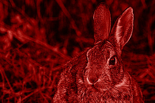 Unafraid Bunny Rabbit Curiously Watching (Red Shade)