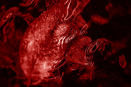 Water Ripple Faced Leaf In Submerged Trance (Red Shade)