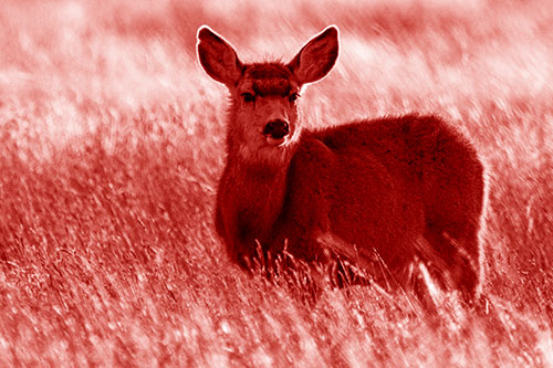 White Tailed Deer Leg Deep Among Grass (Red Shade Photo)