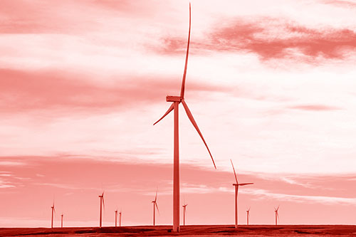 Wind Turbine Standing Tall Among The Rest (Red Shade Photo)