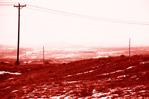 Winter Snowstorm Approaching Powerlines (Red Shade Photo)