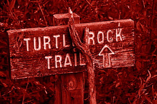Wooden Turtle Rock Trail Sign (Red Shade Photo)