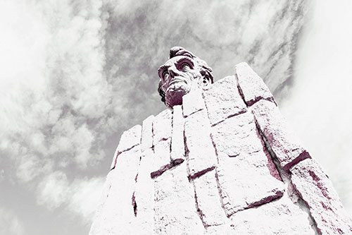 Cloud Mass Above Presidential Statue (Red Tint Photo)