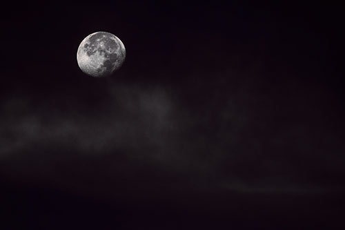 Moon Begins Descent Beyond Faint Mist Cloud (Red Tint Photo)