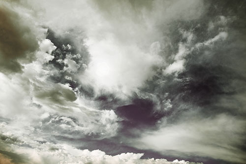 Ocean Sea Swirling Clouds (Red Tint Photo)