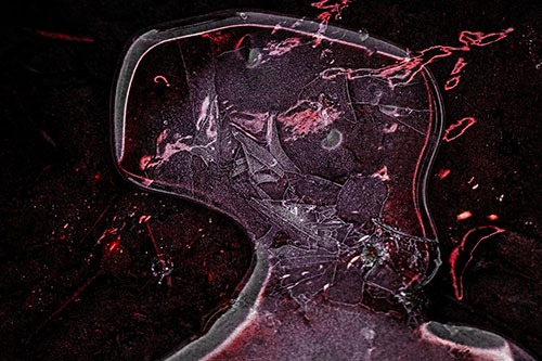 Shattering Ice Head Cracking Smile Along Shore (Red Tint)