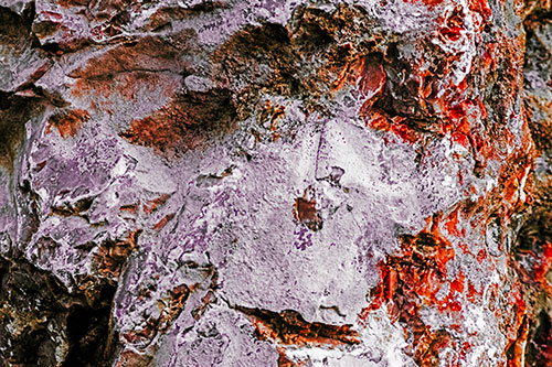 Shut Eyed Rock Face Decomposing (Red Tint Photo)