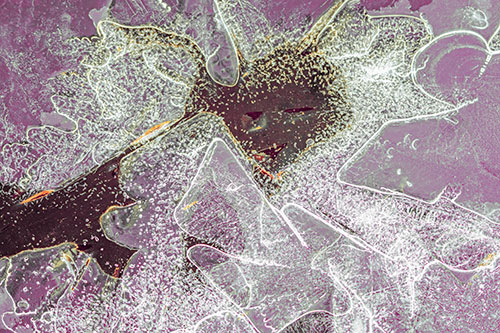 Smug Ice Face Among Frozen River Water (Red Tint)
