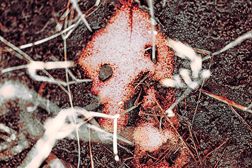 Snow Soil Face Screaming Among Sunlight (Red Tint Photo)