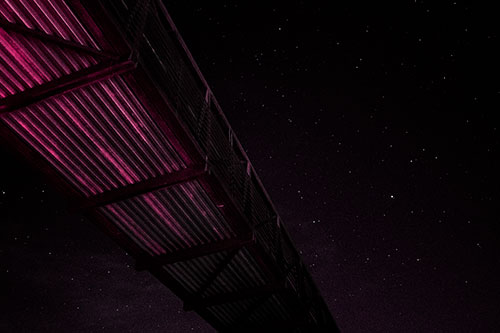 Stars Shining Above Walkway Bridge (Red Tint Photo)