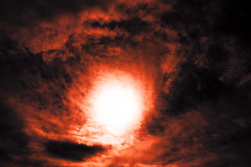 Sun Vortex Consumes Clouds (Red Tint Photo)
