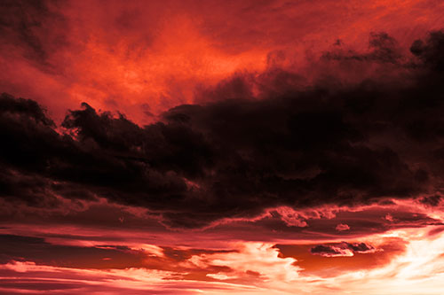 Sunset Producing Fire Orange Clouds (Red Tint Photo)