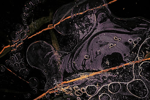 Terrified Screaming Ice Bubble Face Imprisoned Among Sticks (Red Tint)