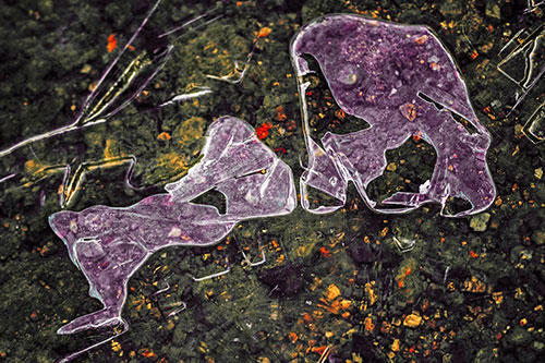 Translucent Frozen Big Eyed Alien Ice Bubble Figure Atop River (Red Tint)