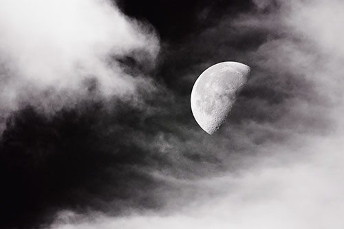 Upside Down Creature Cloud Moon Gazing (Red Tint Photo)
