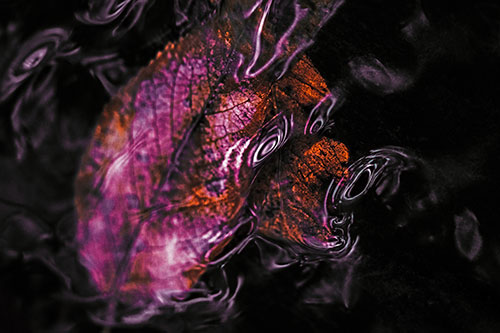 Water Ripple Faced Leaf In Submerged Trance (Red Tint)