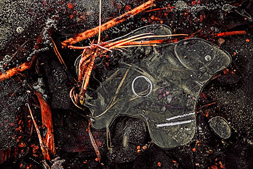 Wide Eyed Bubble Ice Face Looking Downward (Red Tint)