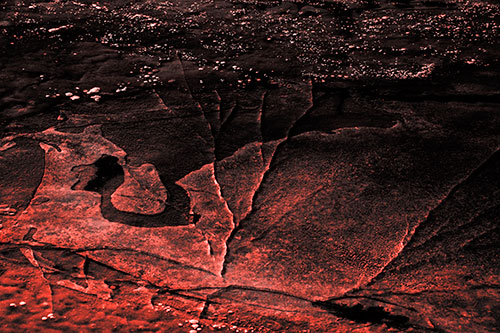 Bubble Cracking River Ice (Red Tone Photo)