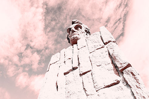 Cloud Mass Above Presidential Statue (Red Tone Photo)