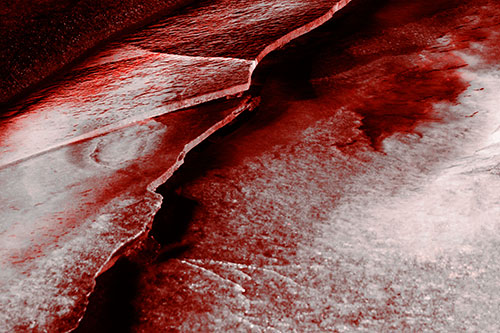 Cracking Blood Frozen Ice River (Red Tone Photo)