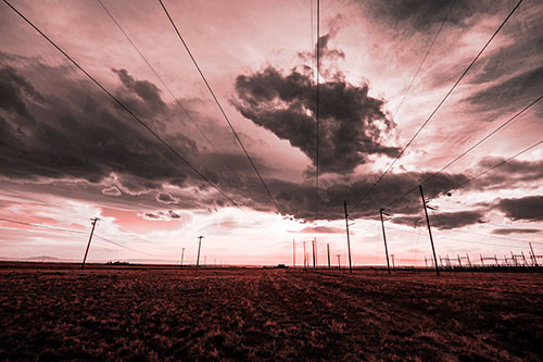 Creature Cloud Formation Above Powerlines (Red Tone)