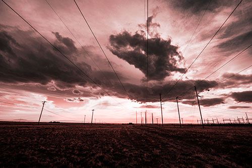 Creature Cloud Formation Above Powerlines (Red Tone Photo)