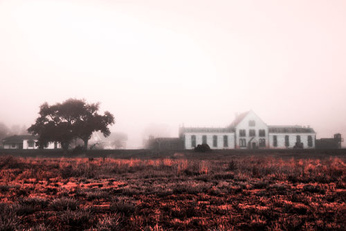 Departing Fog Reveals State Penitentiary (Red Tone Photo)