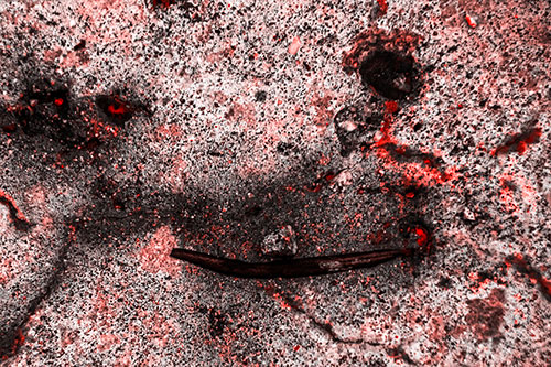Evil Eyed Concrete Face Evaporating (Red Tone Photo)