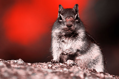 Eye Contact With Wild Ground Squirrel (Red Tone Photo)