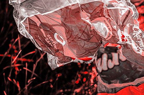 Growling Plastic Charmin Bag Among Grass (Red Tone)