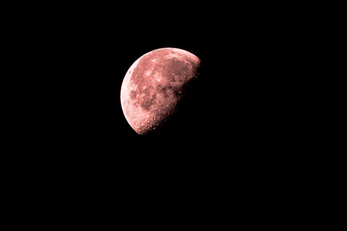 Half Blue Moon During Morning Orbit (Red Tone Photo)