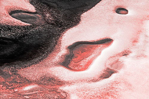 Joyful Ice Face Frozen Atop River (Red Tone)