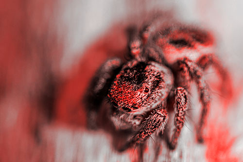Jumping Spider Makes Eye Contact (Red Tone Photo)