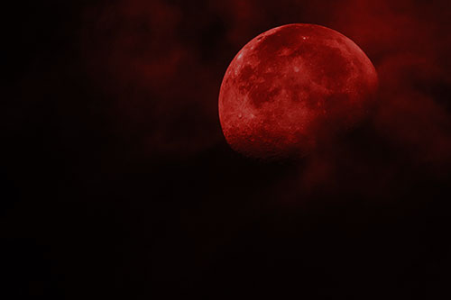 Moon Descending Among Faint Clouds (Red Tone)