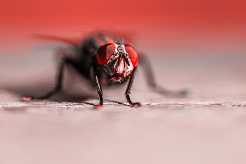 Morbid Open Mouthed Cluster Fly (Red Tone Photo)