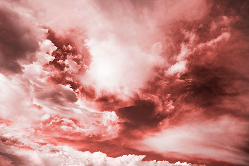 Ocean Sea Swirling Clouds (Red Tone Photo)