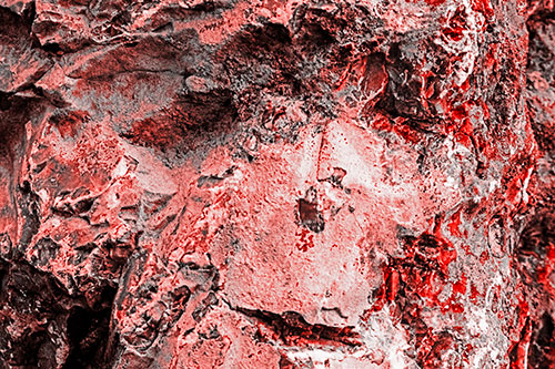 Shut Eyed Rock Face Decomposing (Red Tone Photo)