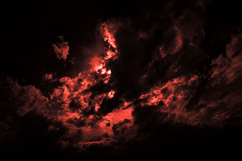 Sun Eyed Open Mouthed Creature Cloud (Red Tone Photo)