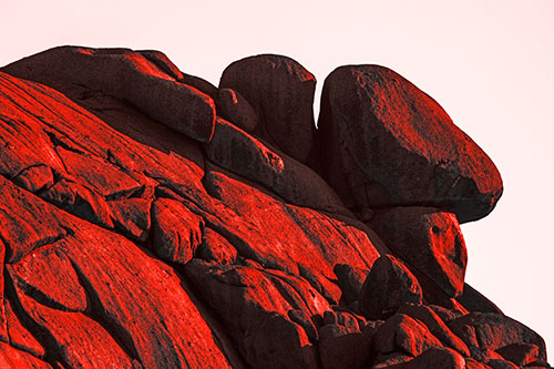 Sunlight Casting Shadows On Mountain Of Rocks (Red Tone)