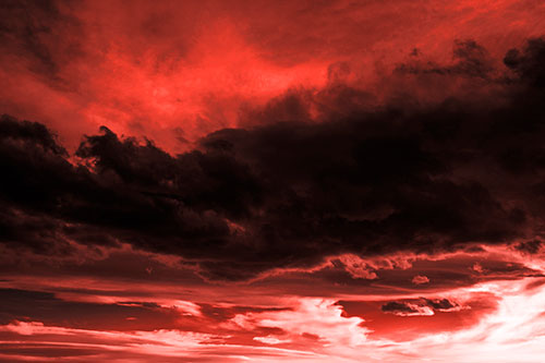Sunset Producing Fire Orange Clouds (Red Tone Photo)