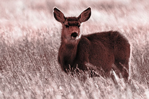White Tailed Deer Leg Deep Among Grass (Red Tone Photo)