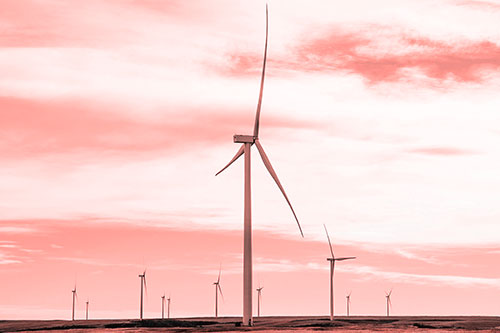 Wind Turbine Standing Tall Among The Rest (Red Tone Photo)