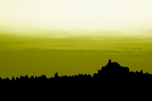 Blood Cloud Sunrise Behind Mountain Range Silhouette (Yellow Shade Photo)