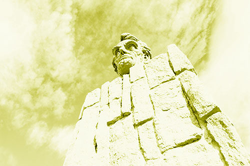Cloud Mass Above Presidential Statue (Yellow Shade Photo)