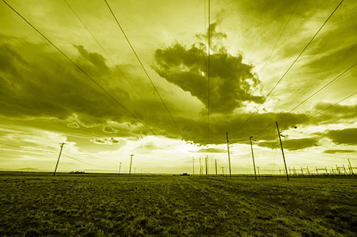 Creature Cloud Formation Above Powerlines (Yellow Shade Photo)